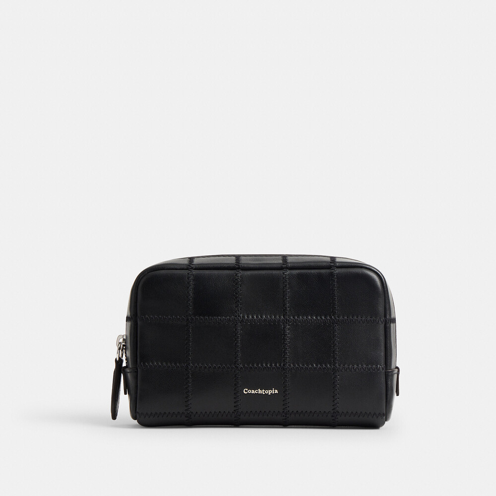 Coachtopia Cosmetic Pouch In Checkerboard Upcrafted Leather